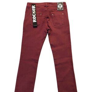 John Richmond RICH ROCKER Straight Leg Burgundy Denim Jeans Sz 28 x 34 NWT
